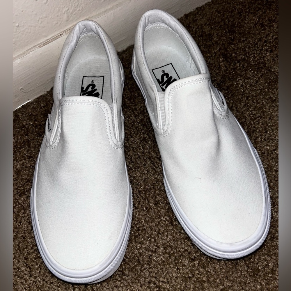 Vans White Slip-On Loafers